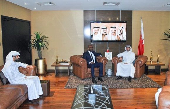 Minister Of Youth And Sports Affairs Aymen Tawfeeq Al Moayed, Chairman Of The Bahraini Jurists Association Dr. Abdul Jabbar Al-Tayeb In The Presence Of The Chairman Of The Sports Law Committee Lawyer Nader Al-Awadi